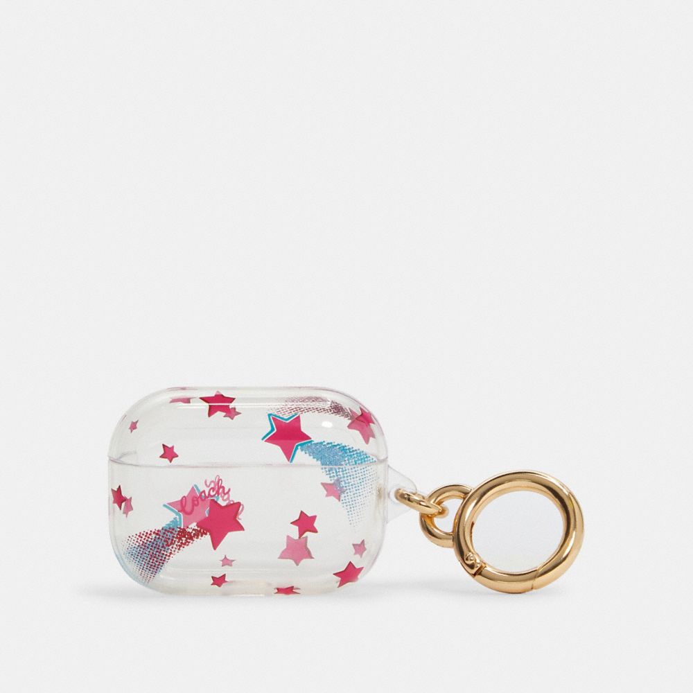 COACH®,AIRPODS PRO CASE WITH STARS PRINT,Plastic,Clear Multi,Front View