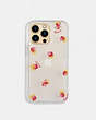 COACH®,IPHONE 13 PRO CASE WITH POP FLORAL PRINT,pvc,Clear/Red,Front View