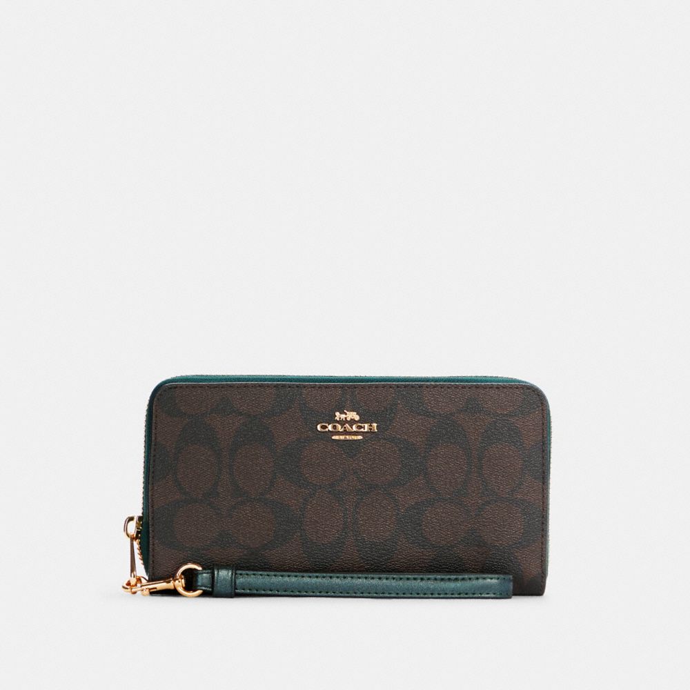 COACH® | Long Zip Around Wallet In Signature Canvas