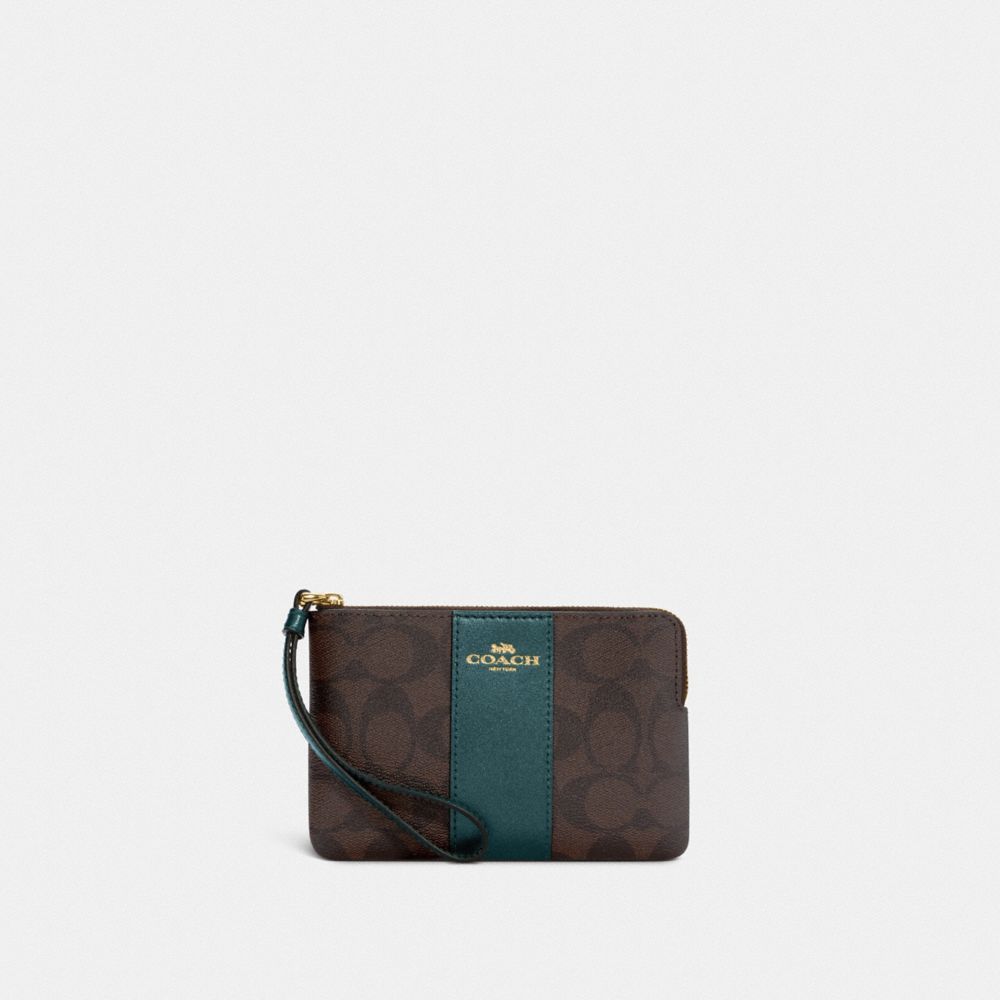 Corner Zip Wristlet In Signature Canvas