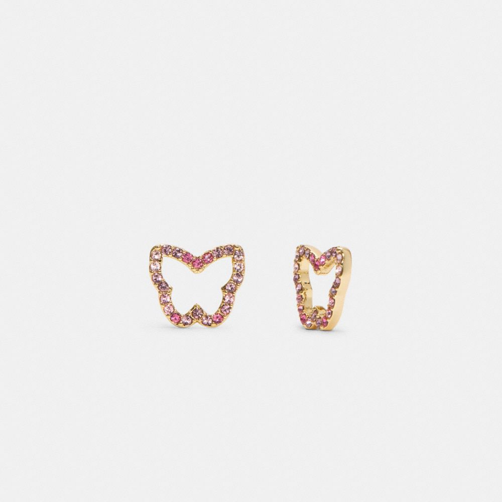 Signature And Pave Butterfly Stud Earrings Set