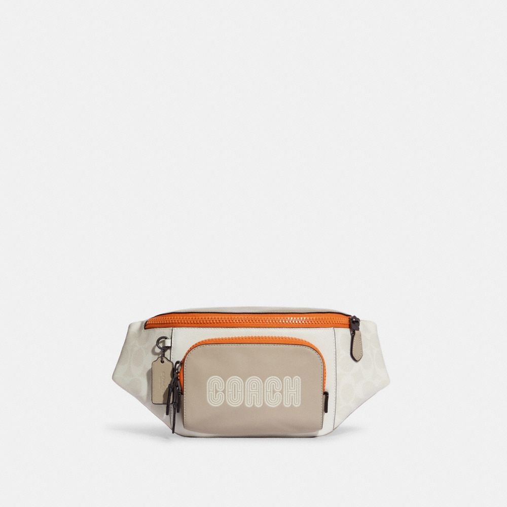 COACH®,Track Belt Bag In Colorblock Signature Canvas With Coach,,Front View