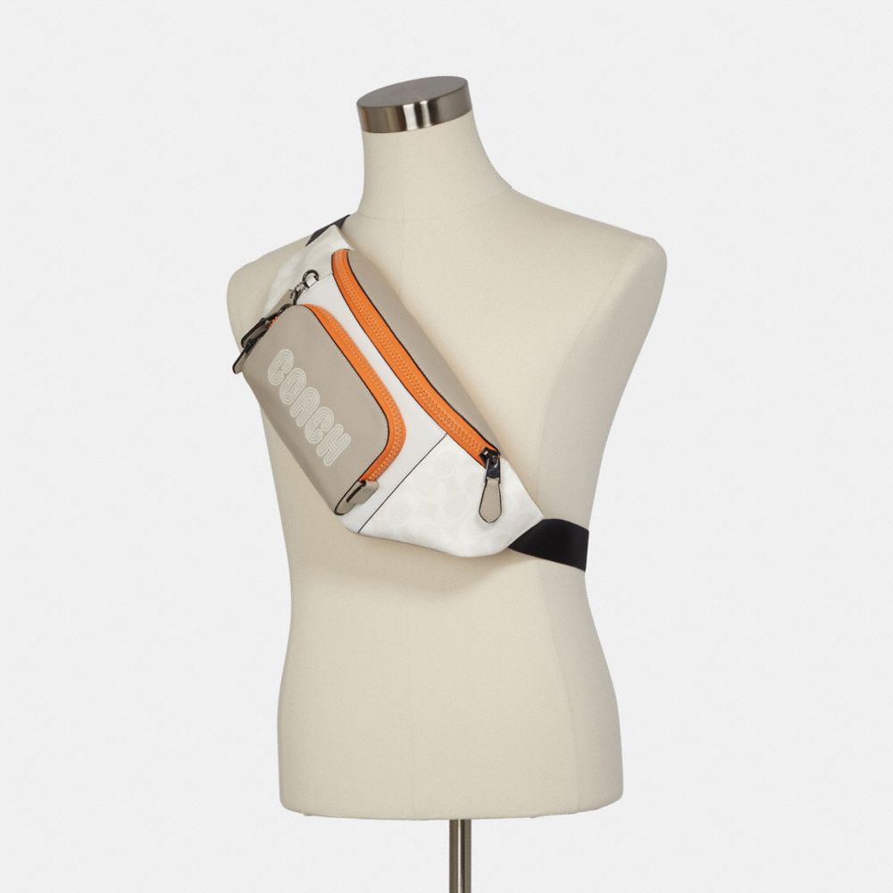 COACH®,Track Belt Bag In Colorblock Signature Canvas With Coach,,Detail View