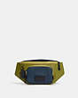 COACH®,TRACK BELT BAG IN COLORBLOCK WITH COACH,Medium,Gunmetal/Lime Green Multi,Front View