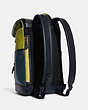 COACH®,TRACK BACKPACK IN COLORBLOCK WITH COACH,X-Large,Gunmetal/Lime Green Multi,Angle View