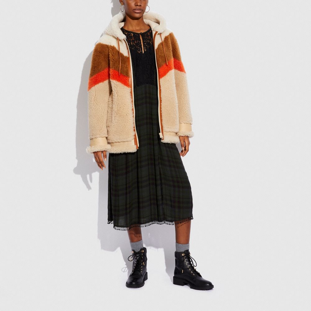 Colorblock Shearling Hoodie