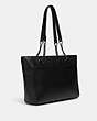 COACH®,CAMMIE CHAIN TOTE,Pebbled Leather,Large,Gunmetal/Black,Angle View