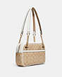 COACH®,CAMMIE CHAIN SHOULDER BAG IN SIGNATURE CANVAS,canvas,Large,Gold/Light Khaki Chalk,Angle View
