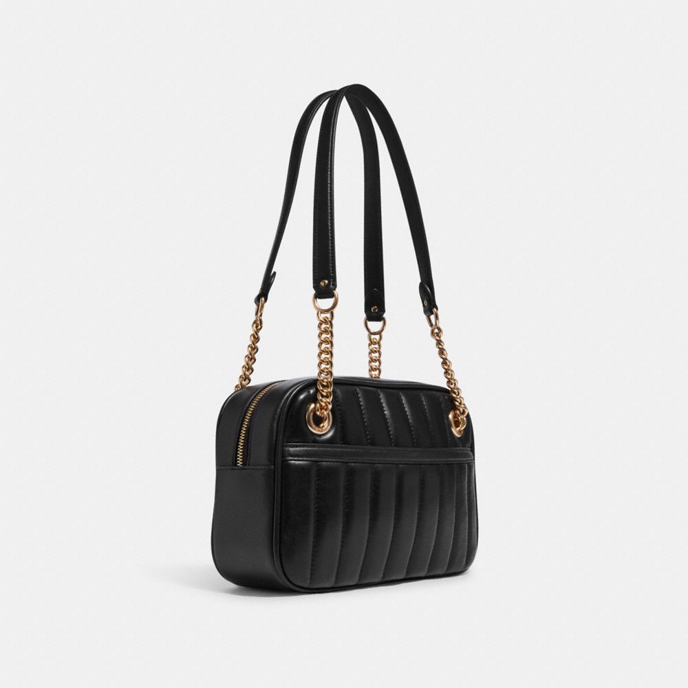 Coach Outlet Cammie Chain Shoulder Bag With Linear Quilting in Black