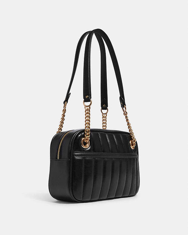 black quilted bag gold chain