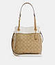 COACH®,CAMMIE CHAIN BUCKET BAG IN SIGNATURE CANVAS,canvas,Large,Gold/Light Khaki Chalk,Front View