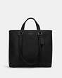 COACH®,HUDSON DOUBLE HANDLE TOTE BAG,Leather,Large,Office,Gunmetal/Black,Front View
