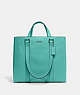 COACH®,HUDSON DOUBLE HANDLE TOTE BAG,Leather,Large,Office,Gunmetal/Blue Green,Front View