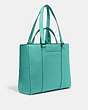 COACH®,HUDSON DOUBLE HANDLE TOTE BAG,Leather,Large,Office,Gunmetal/Blue Green,Angle View