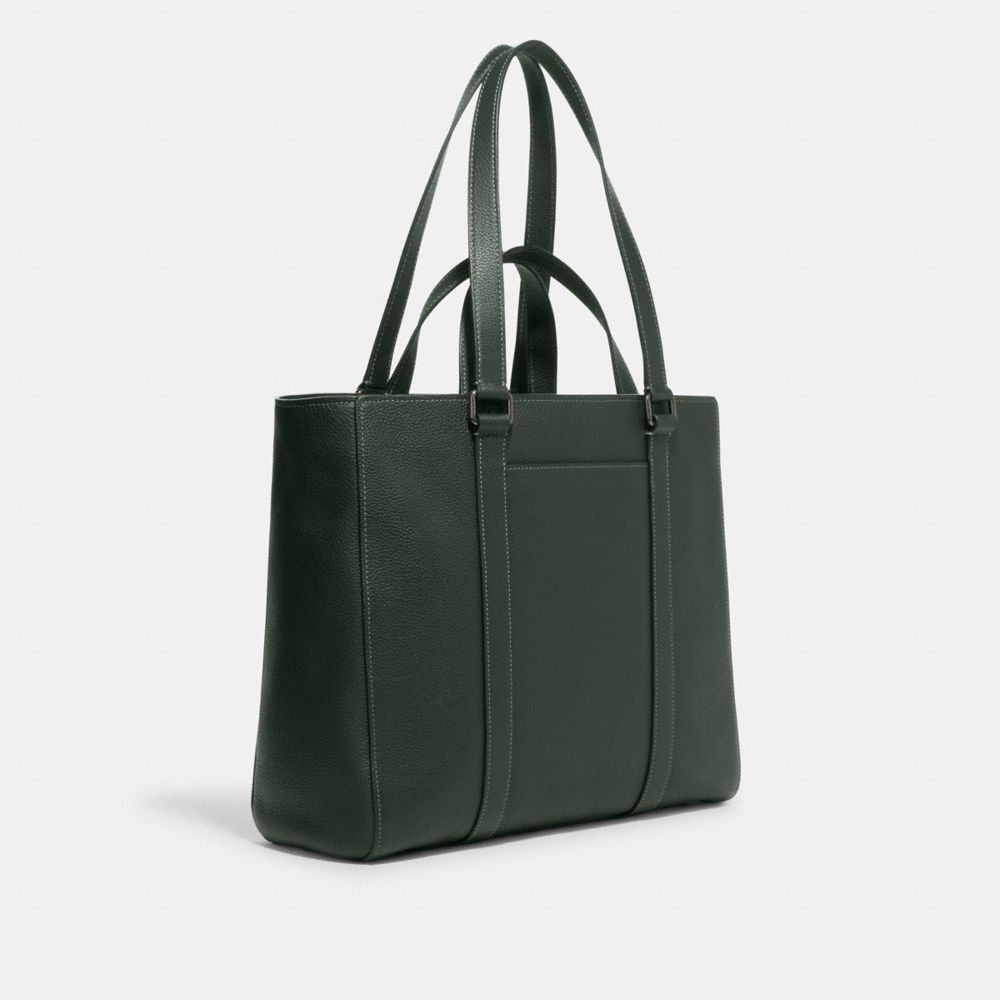 Black Leather-Look Handle Front Tote Bag