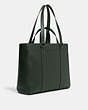 COACH®,HUDSON DOUBLE HANDLE TOTE,Leather,Large,Office,Gunmetal/Amazon Green,Angle View