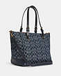 COACH®,KLEO CARRYALL IN SIGNATURE CHAMBRAY,Large,Gold/Denim Multi,Angle View
