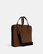 COACH®,GRAHAM SLIM BRIEF,Smooth Calf Leather,Large,Office,Gunmetal/Saddle,Angle View