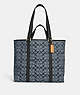 COACH®,HUDSON DOUBLE HANDLE TOTE BAG IN SIGNATURE CHAMBRAY,X-Large,Brass/Denim,Front View