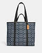 COACH®,HUDSON DOUBLE HANDLE TOTE BAG IN SIGNATURE CHAMBRAY,X-Large,Brass/Denim,Front View