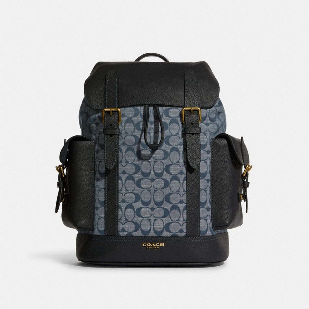 COACH® | Hudson Backpack In Signature Chambray