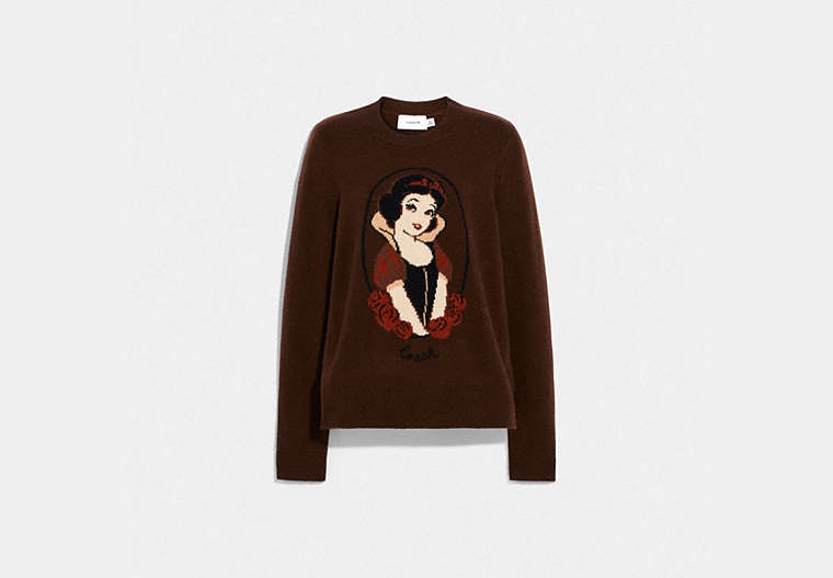 COACH®,DISNEY X COACH SNOW WHITE SWEATER,Wool/Cashmere,Brown/Multi,Front View