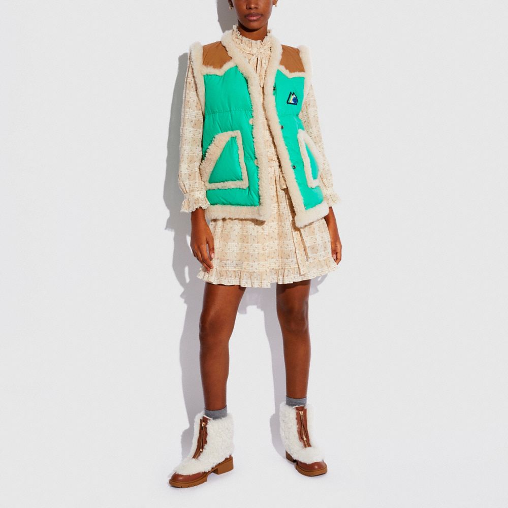 COACH®,Coach X Schott Puffer Nylon Vest,,Scale View