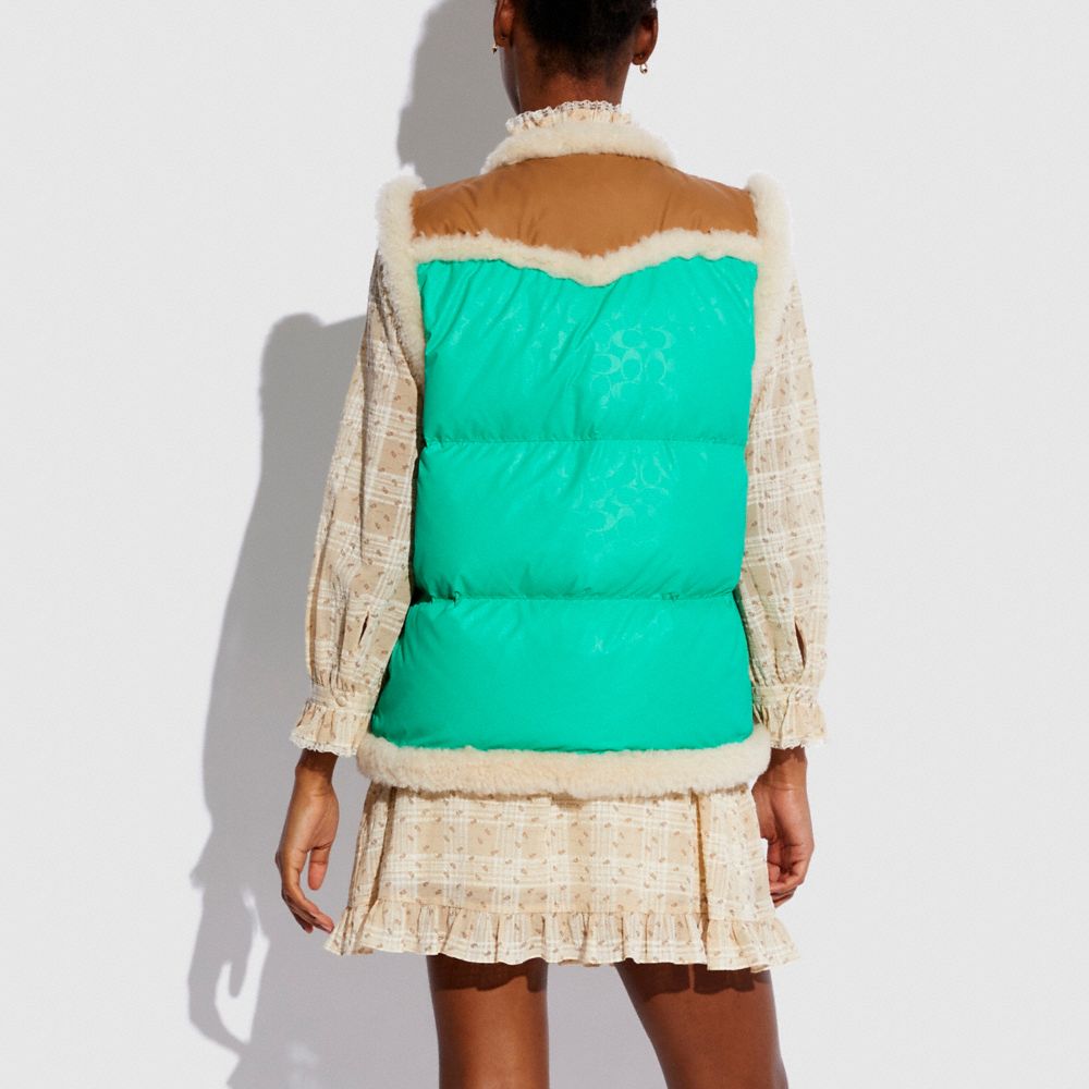 COACH®,Coach X Schott Puffer Nylon Vest,,Scale View