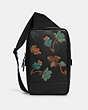COACH®,TURNER PACK WITH DREAMY LEAVES PRINT,Gunmetal/Black Multi,Front View