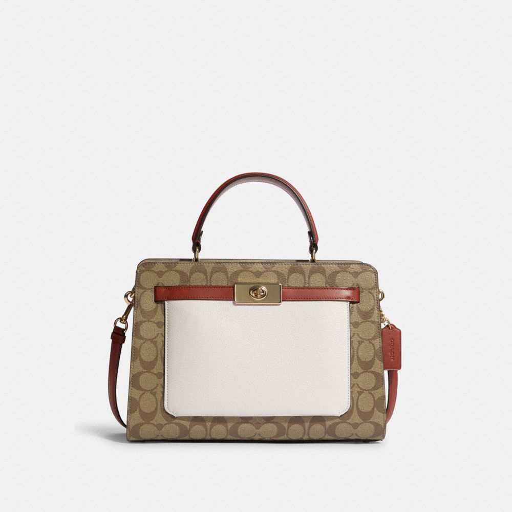  COACH Color-Block Leather with Coated Canvas Signature