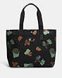 COACH®,TOTE 38 WITH DREAMY LEAVES PRINT,canvas,X-Large,Gunmetal/Black Multi,Front View