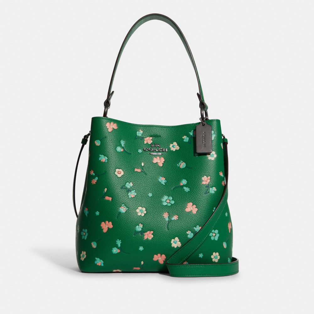 COACH Small Town Bucket Bag With Heart Floral Print