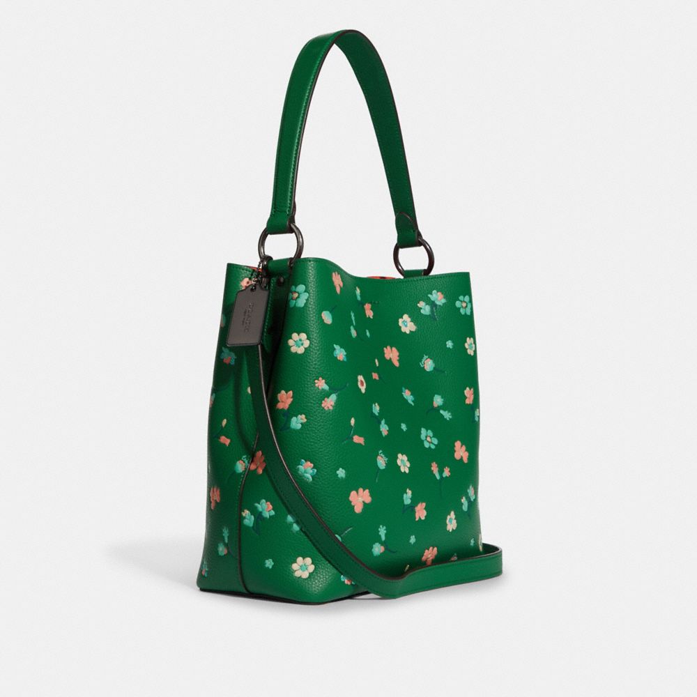 coach green flower purse