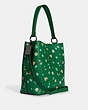 COACH®,TOWN BUCKET BAG WITH MYSTICAL FLORAL PRINT,Leather,Medium,Gunmetal/Green Multi,Angle View