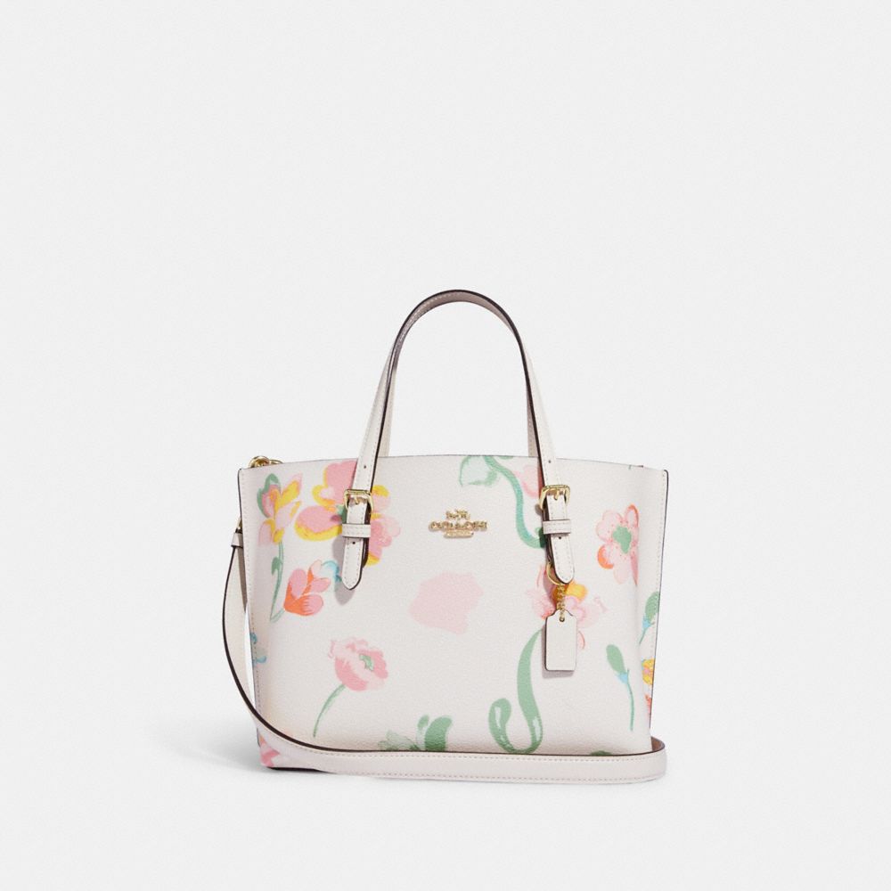 Pink Clear Tote Bag Flower Printed Crossbody Tote with Removable