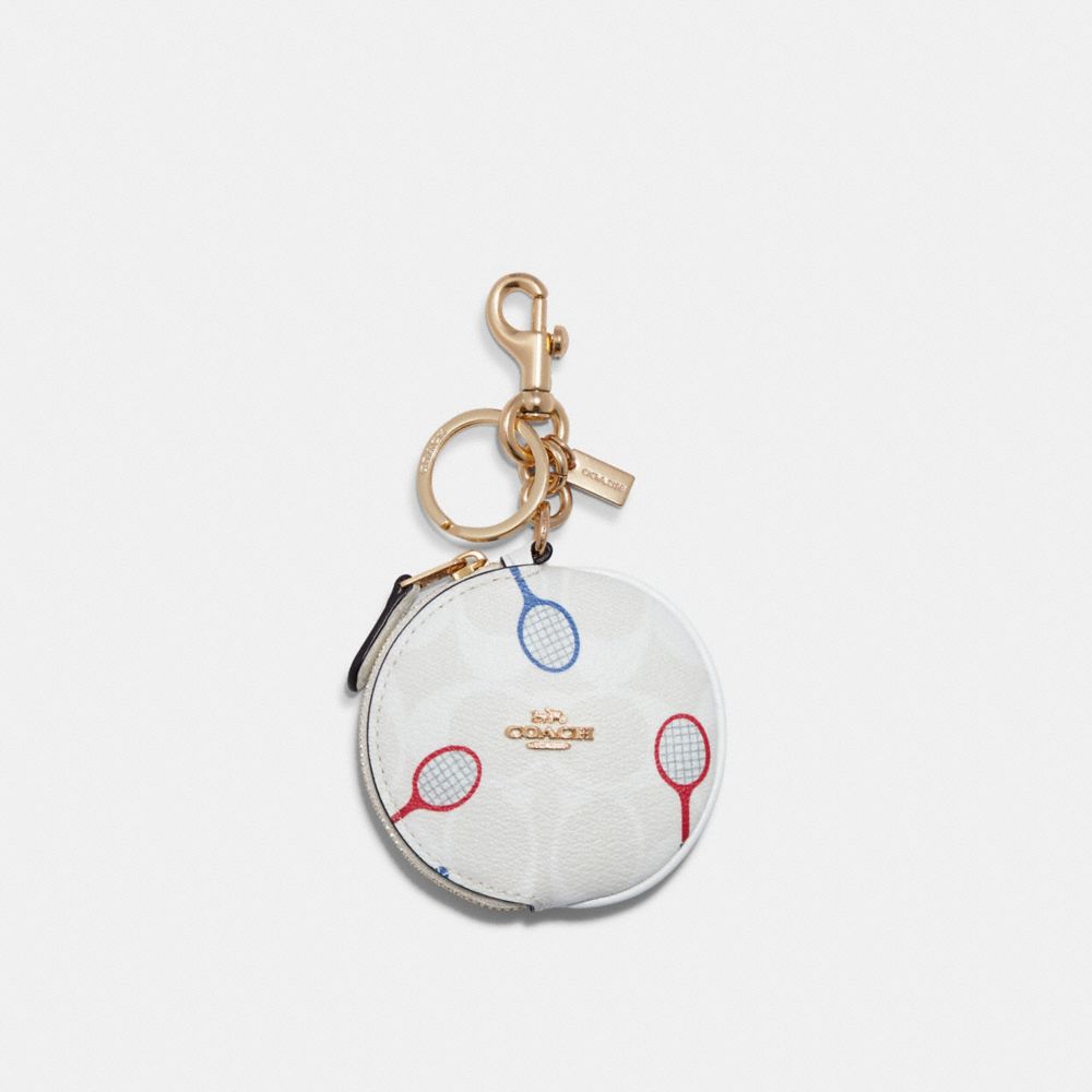 Circular Coin Pouch In Signature Canvas With Racquet Print