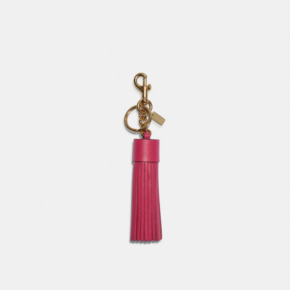 Coach Signature Canvas Tassel Bag Charm Key Ring Keychain