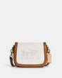 COACH®,SADDLE BAG IN COLORBLOCK WITH HORSE AND CARRIAGE,canvas,Gold/Chalk Multi,Front View