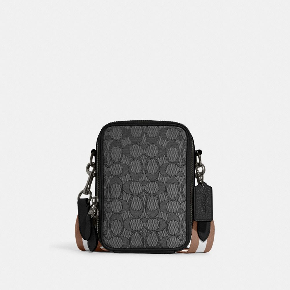 Black Jacquard Cross Body Bag