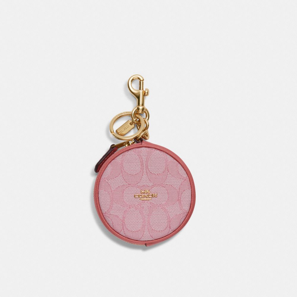 Coach 2022-23FW Circular Coin Pouch Bag Charm In Signature Canvas (89987)