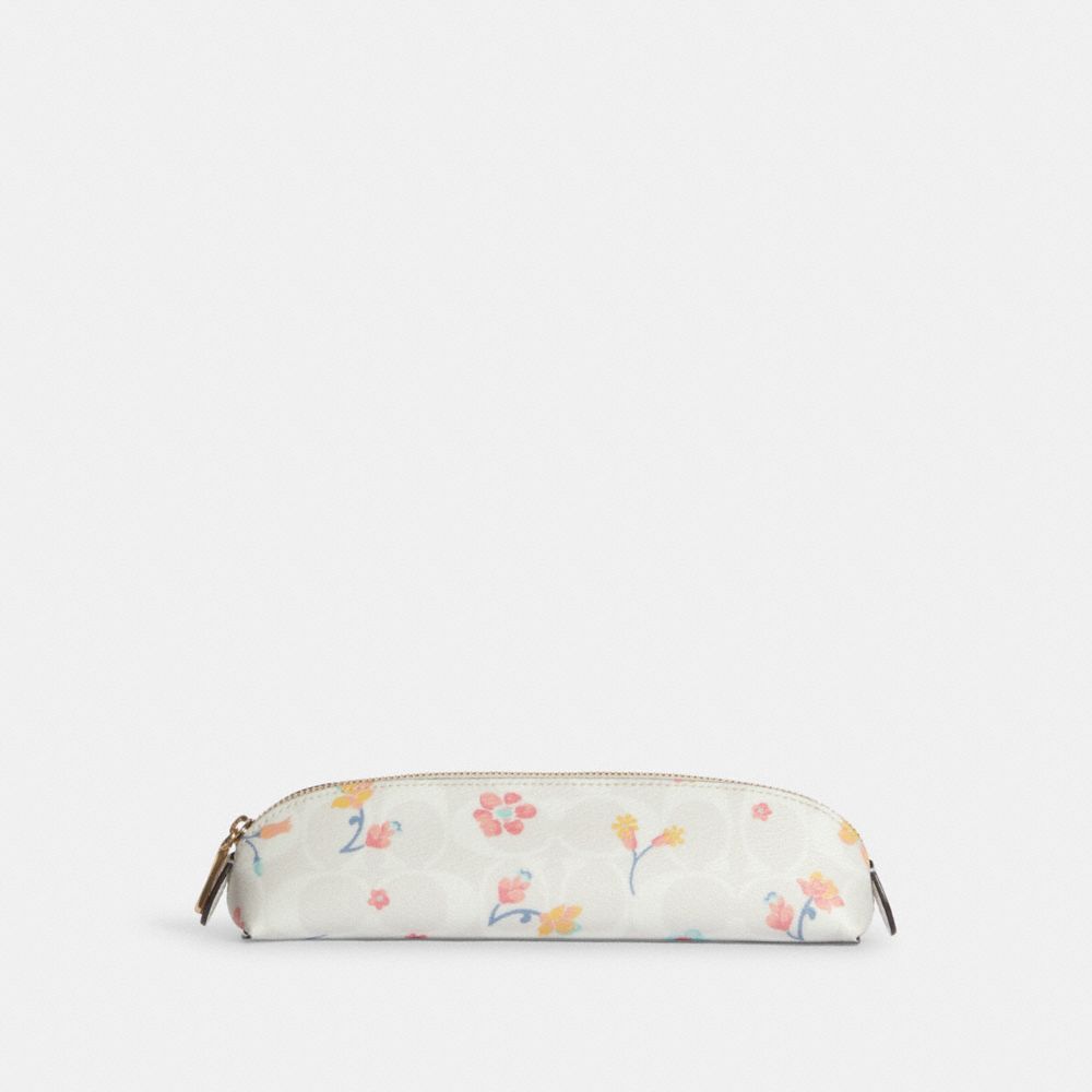 COACH®  Pencil Case In Signature Canvas With Mystical Floral Print