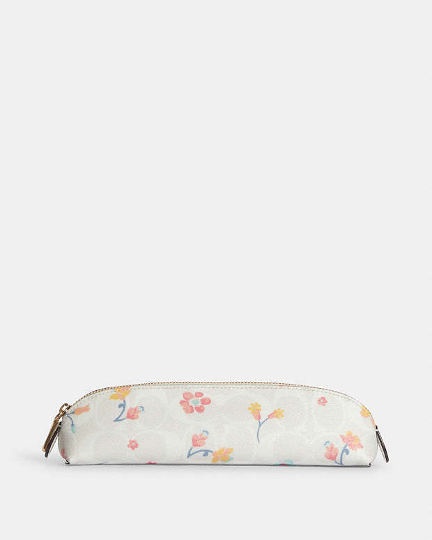COACH®  Pencil Case In Signature Canvas With Mystical Floral Print