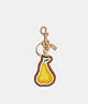 COACH®,PEAR BAG CHARM IN SIGNATURE CANVAS,Leather,Mini,Gold/Yellow,Front View