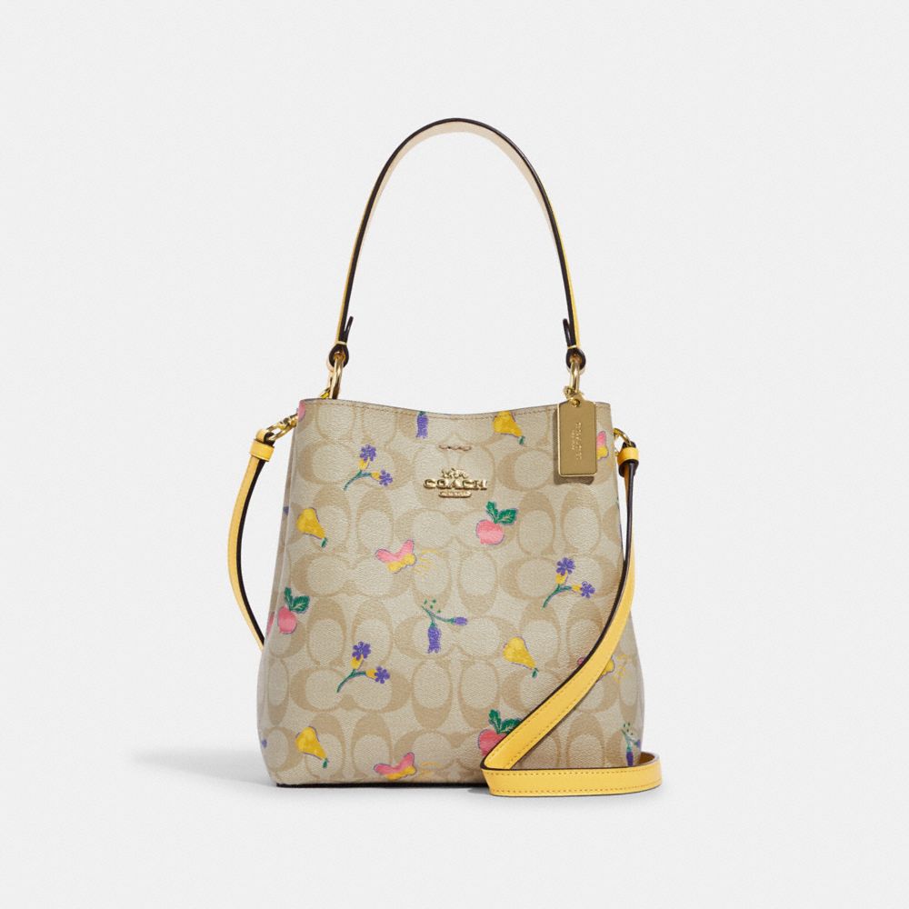 Coach Yellow Dreamy Veggie Print Signature Canvas Mini Town Bucket Bag, Best Price and Reviews