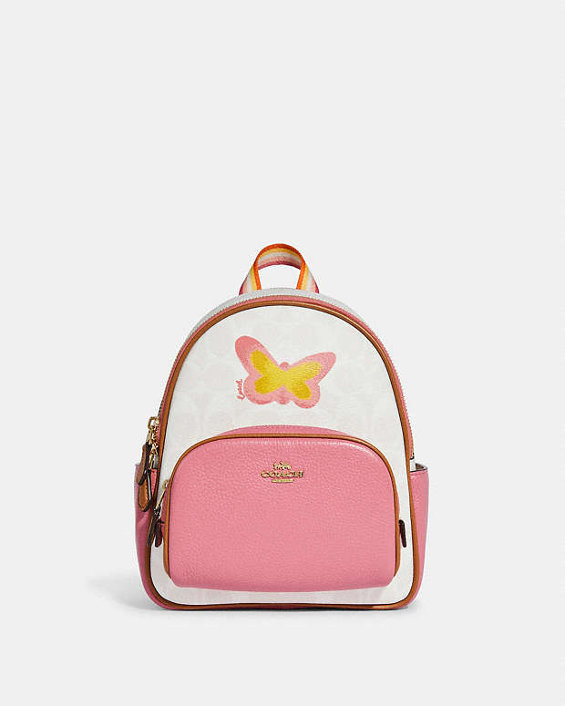 COACH® | Mini Court Backpack In Signature Canvas With Butterfly
