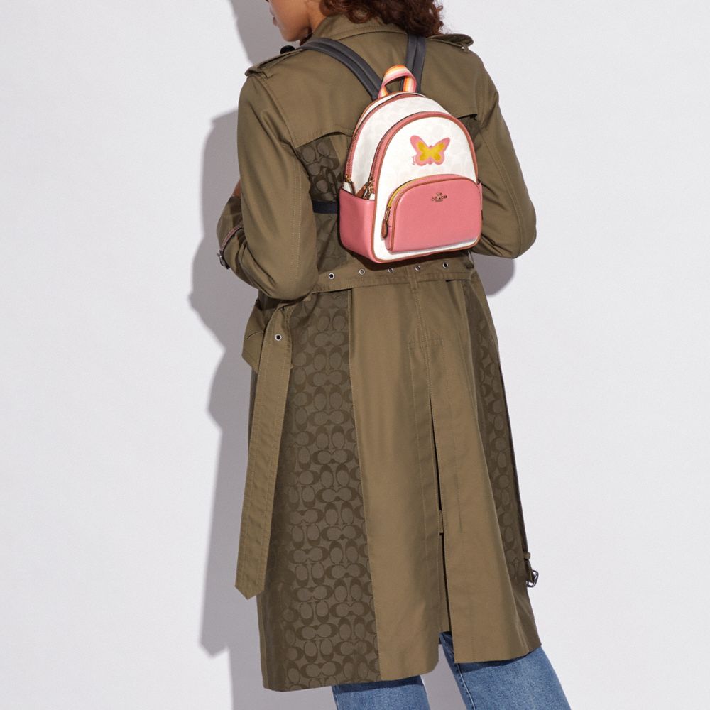 COACH® | Mini Court Backpack In Signature Canvas With Butterfly