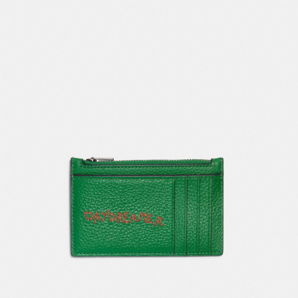 COACH®,Zip Card Case With Diary Embroidery,,Back View