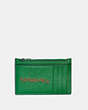 COACH®,ZIP CARD CASE WITH DIARY EMBROIDERY,Gunmetal/Green Multi,Back View