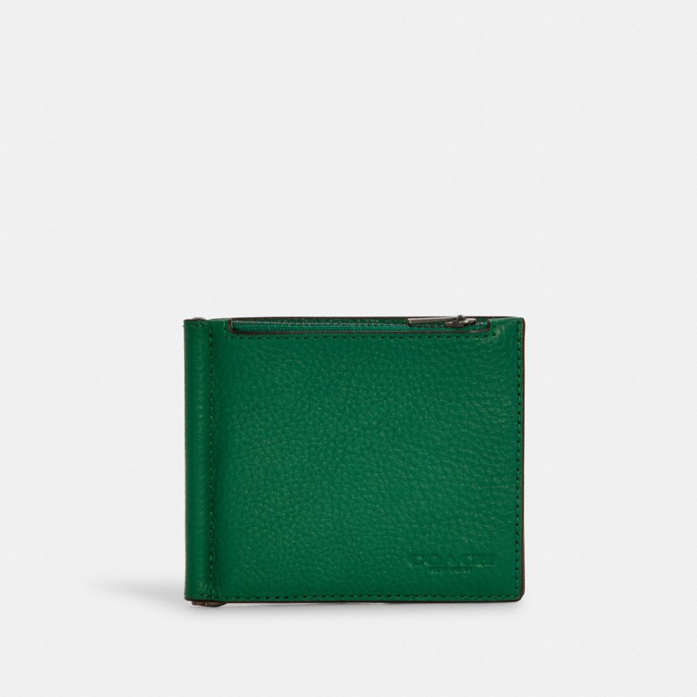 COACH® GB | Money Clip Zip Wallet In Pebbled Leather