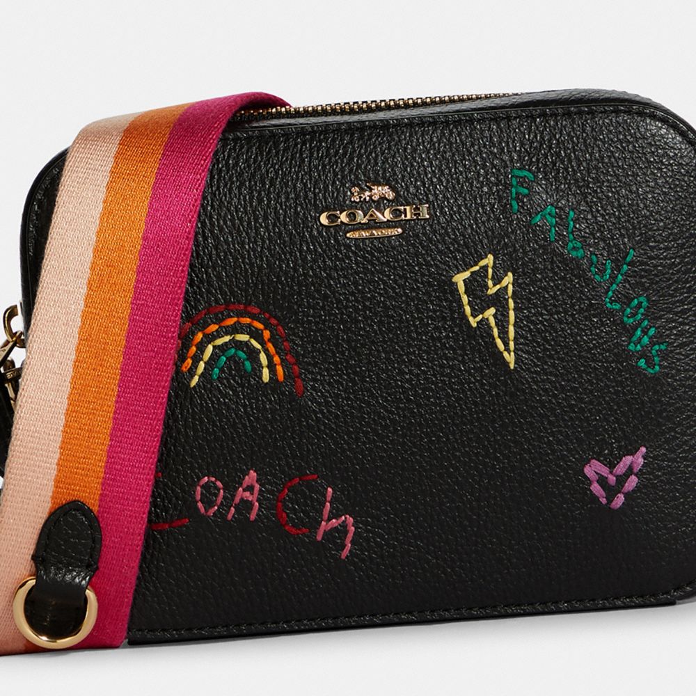 COACH®,Mini Camera Bag With Diary Embroidery,,Detail View